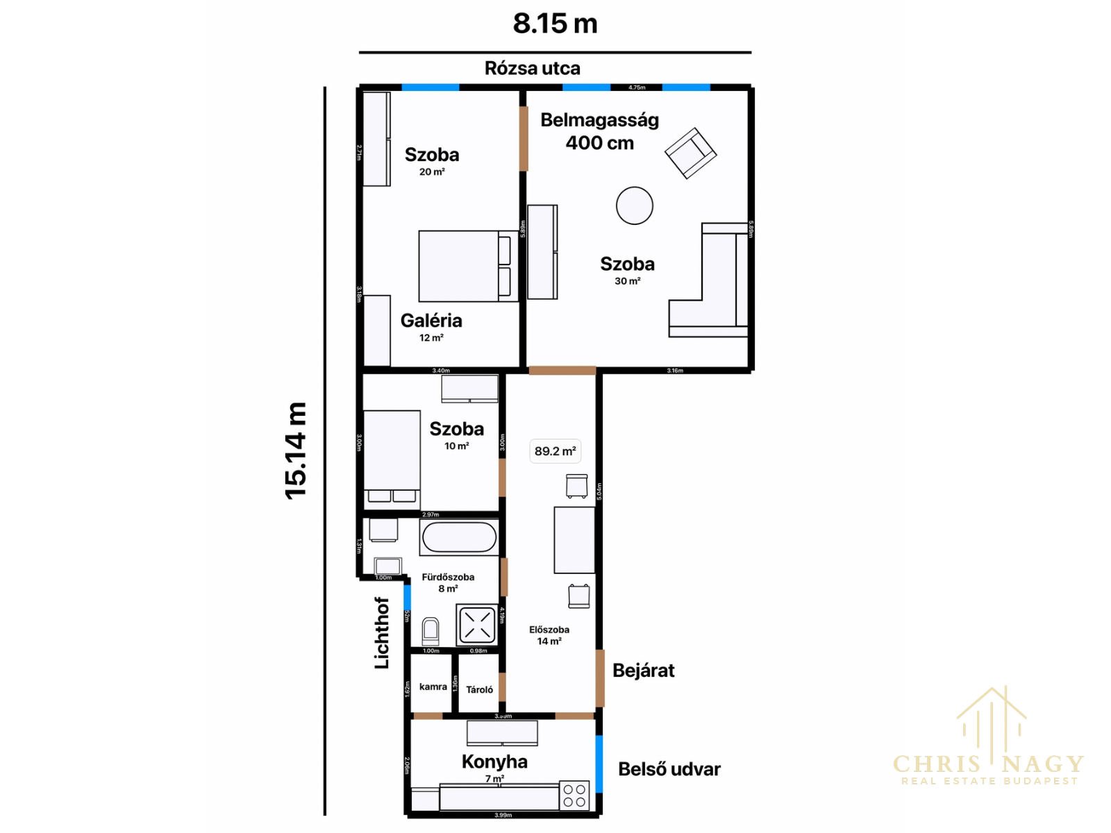 Felújítandó 89 m²-es lakás a Király utcában, a 6. kerületben